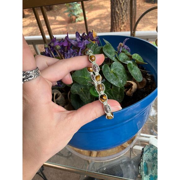 Hand Crafted Tigers Eye Boho Macrame Bracelet - Picture 7 of 11